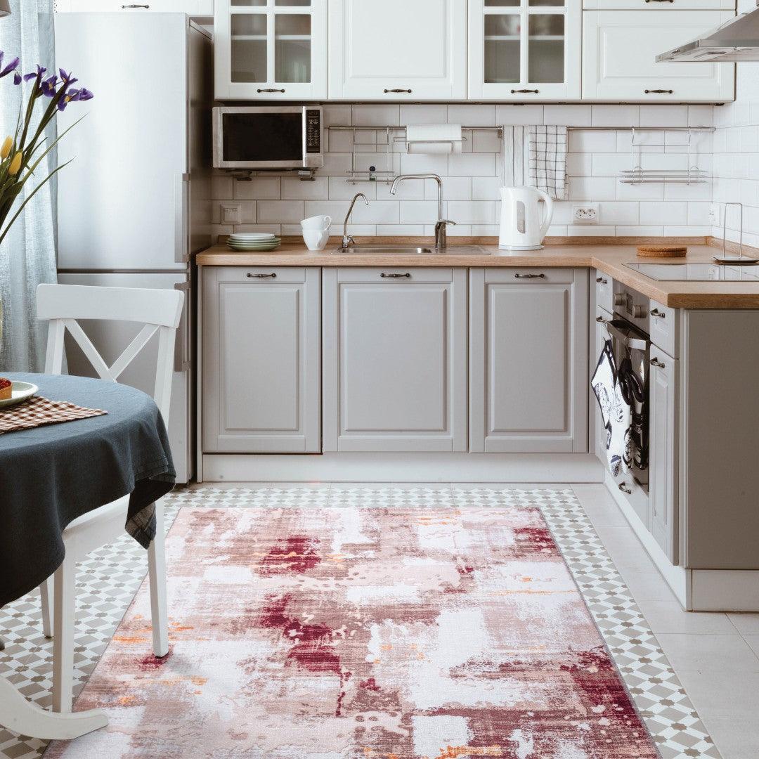 Machine Washable Multicolor Area Rug - Modern & Distressed - SAP-P1004-BUR-3X5-2.2.1 - Arconiz