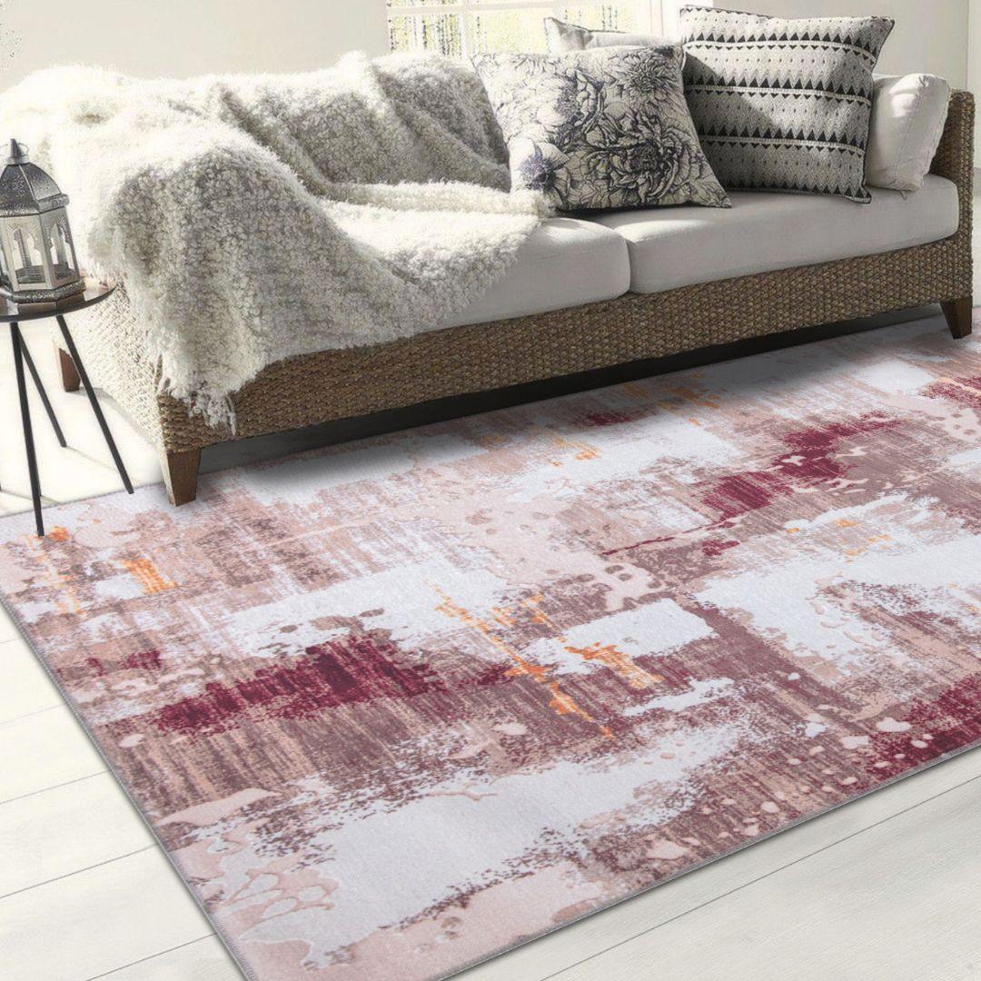 Machine Washable Multicolor Area Rug - Modern & Distressed - SAP-P1004-BUR-3X5-2.2.1 - Arconiz