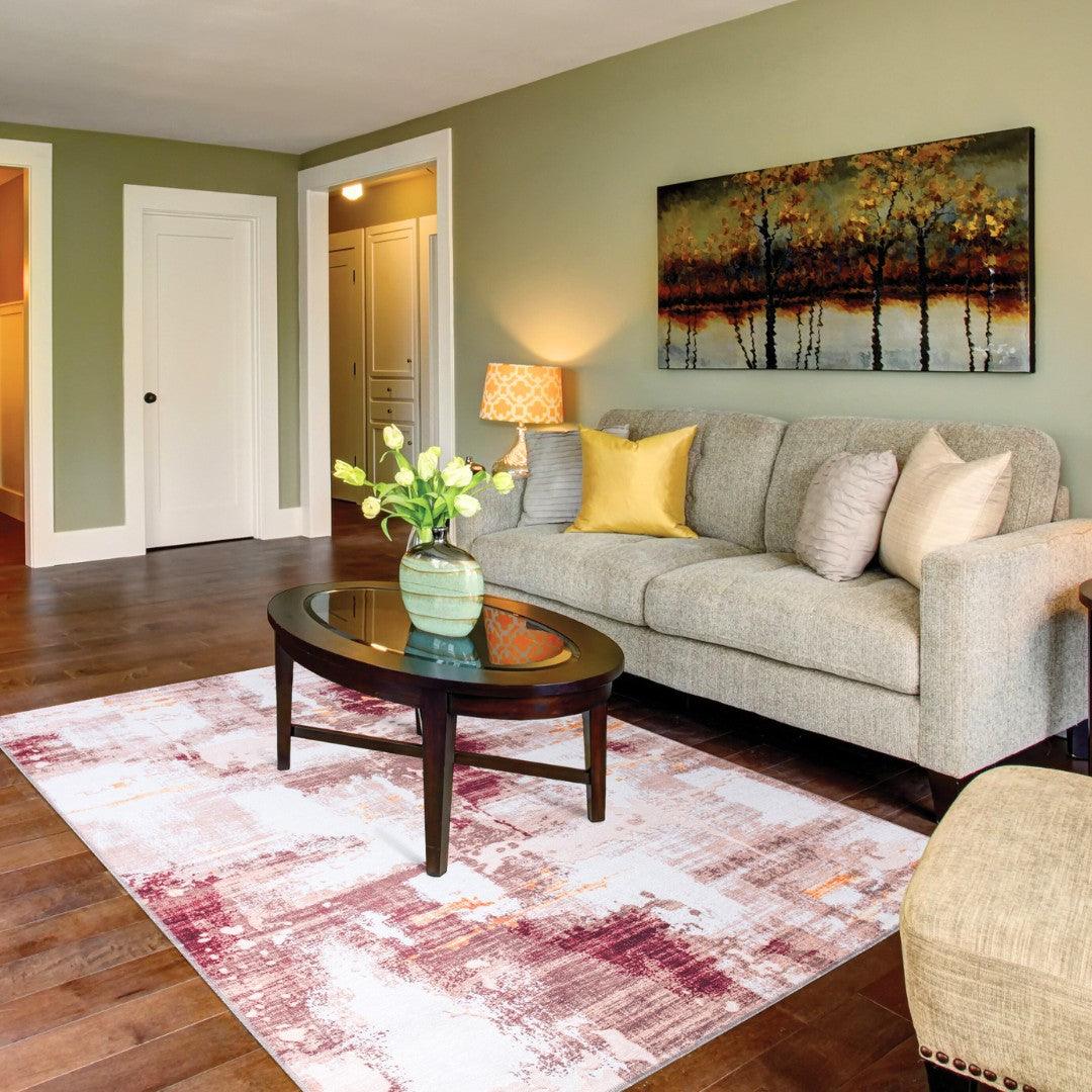 Machine Washable Multicolor Area Rug - Modern & Distressed - SAP-P1004-BUR-3X5-2.2.1 - Arconiz