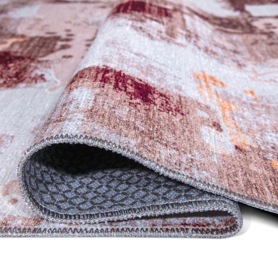 Machine Washable Multicolor Area Rug - Modern & Distressed - SAP-P1004-BUR-3X5-2.2.1 - Arconiz