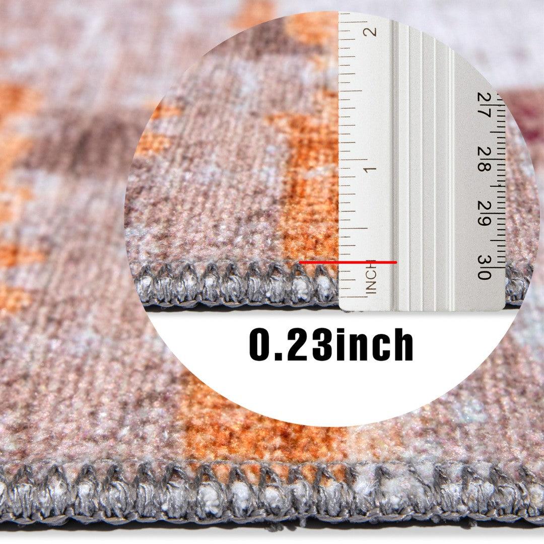 Machine Washable Multicolor Area Rug - Modern & Distressed - SAP-P1004-BUR-3X5-2.2.1 - Arconiz