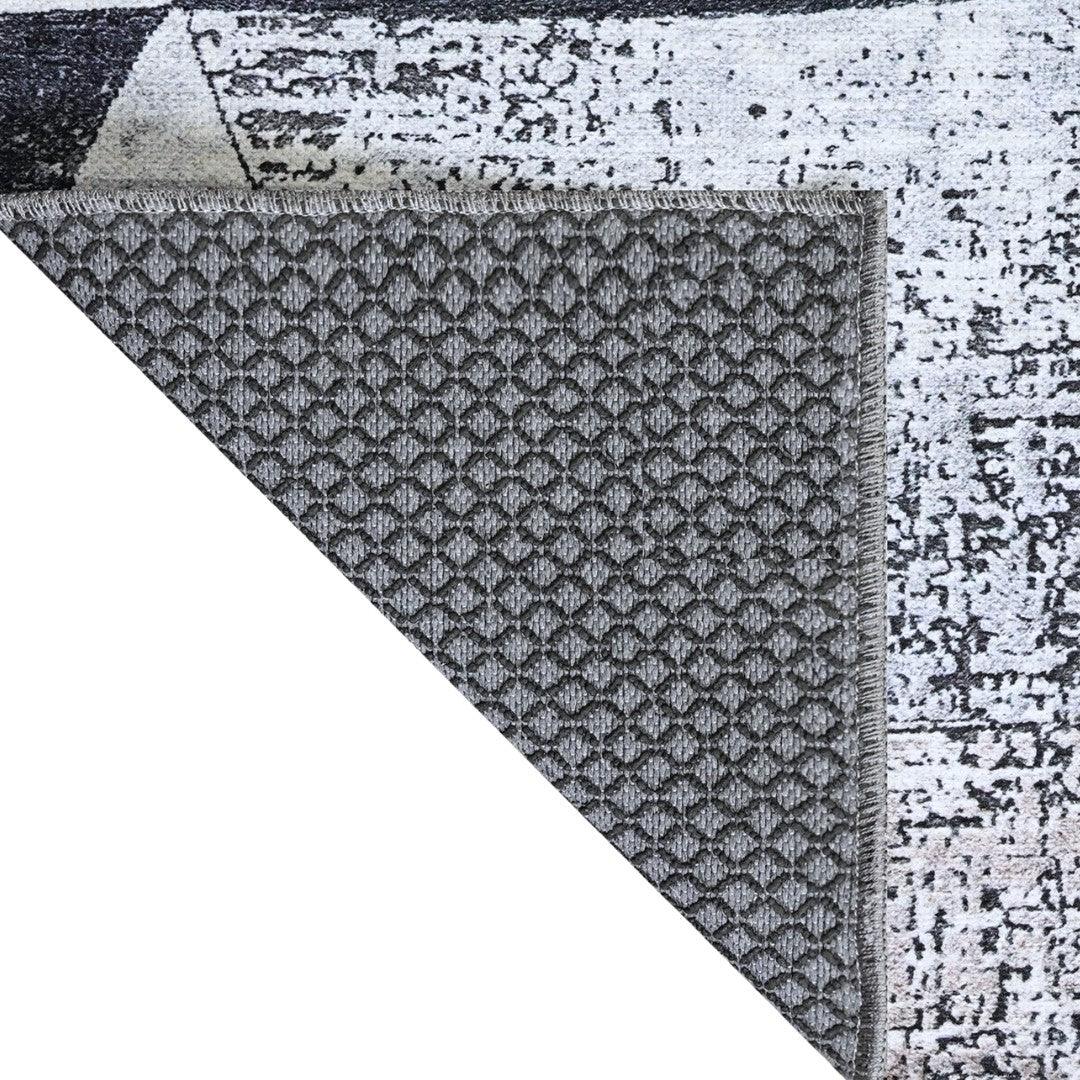 Machine Washable Modern Geometric Area Rug - Gray & Black - SAP-4JP1044-GRE-2X6-4.2.1 - Arconiz