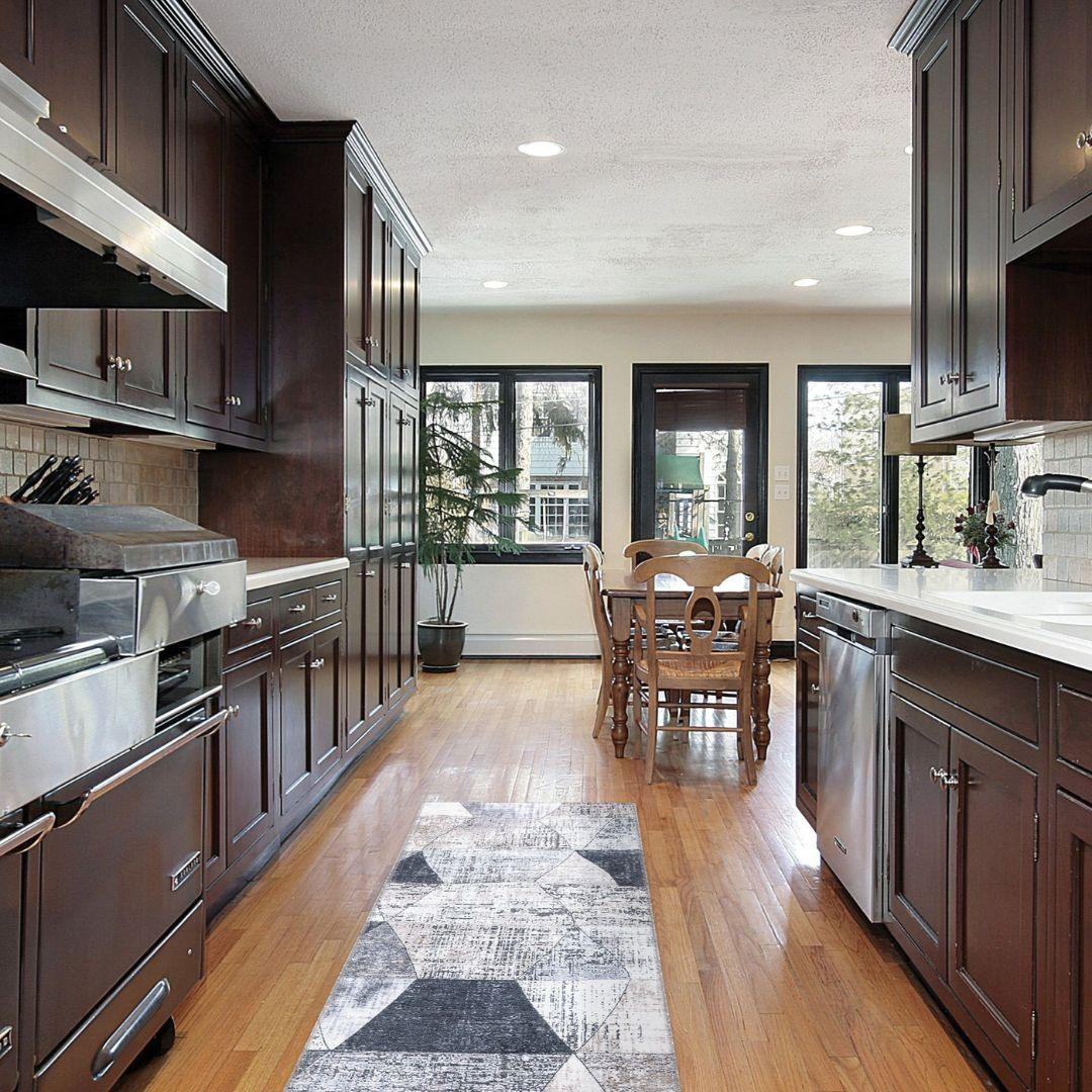 Machine Washable Modern Geometric Area Rug - Gray & Black - SAP-4JP1044-GRE-2X6-4.2.1 - Arconiz