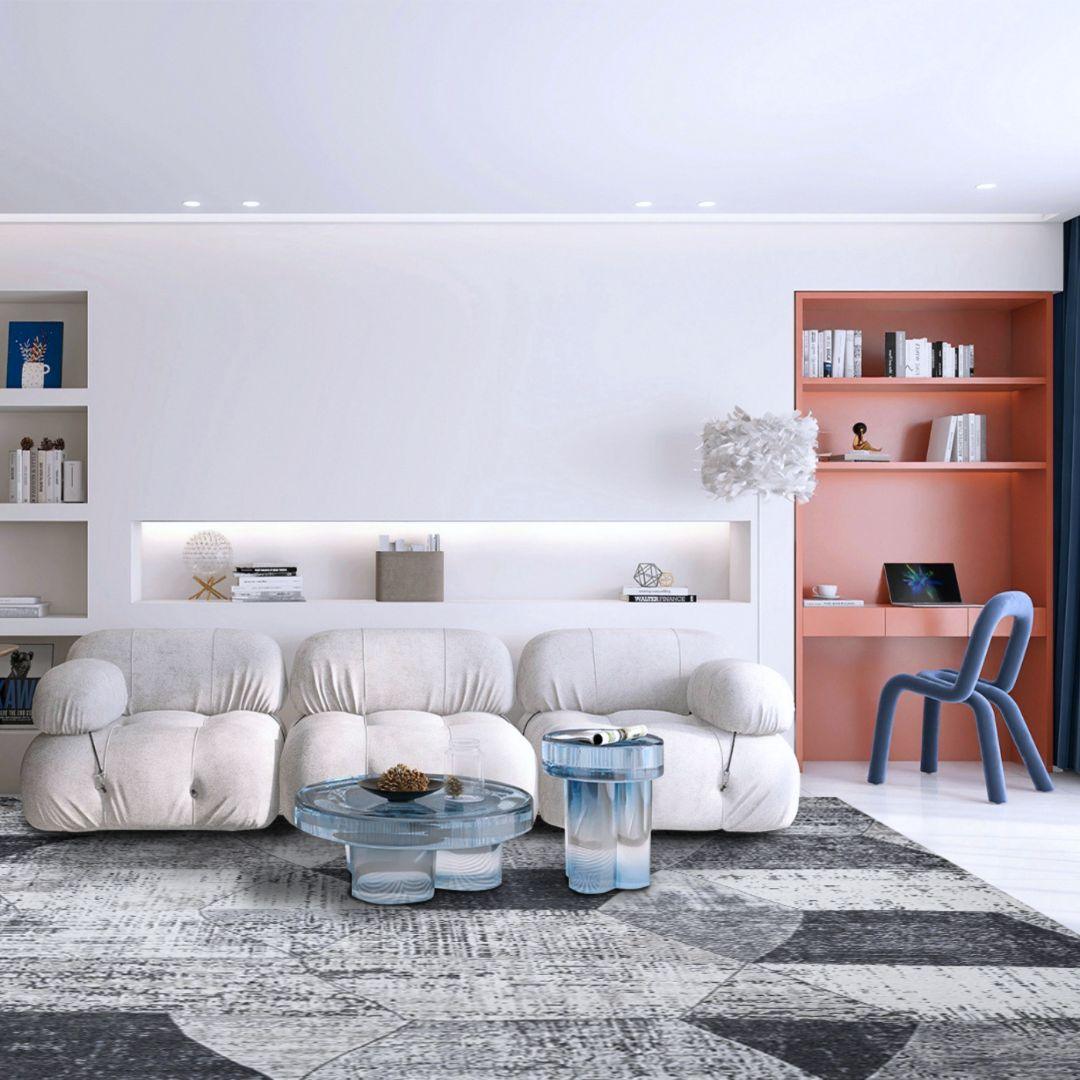 Machine Washable Modern Geometric Area Rug - Gray & Black - SAP-4JP1044-GRE-2X6-4.2.1 - Arconiz