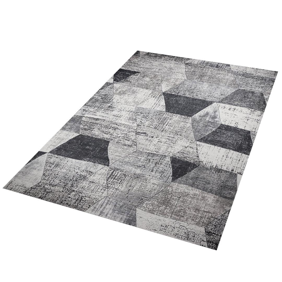 Machine Washable Modern Geometric Area Rug - Gray & Black - SAP-4JP1044-GRE-2X6-4.2.1 - Arconiz