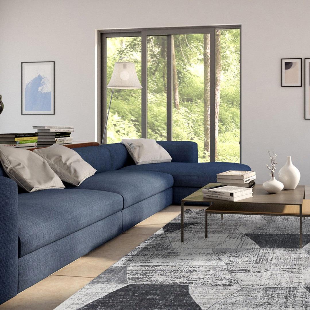 Machine Washable Modern Geometric Area Rug - Gray & Black - SAP-4JP1044-GRE-2X6-4.2.1 - Arconiz