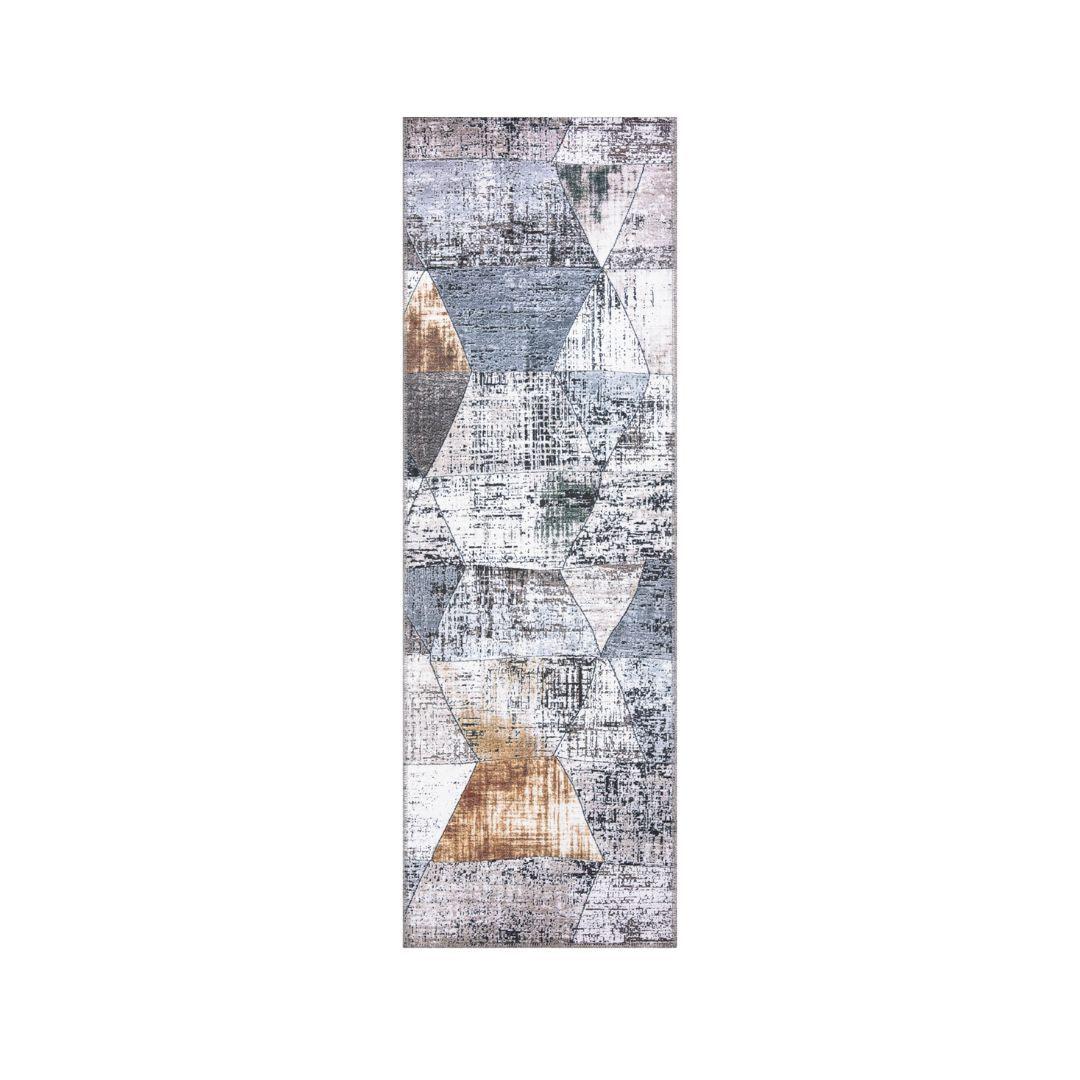 Machine Washable Geometric Pattern Distressed Blue & Gray Area Rug - SAP-P1044-MUL-2X6-4.2.1 - Arconiz