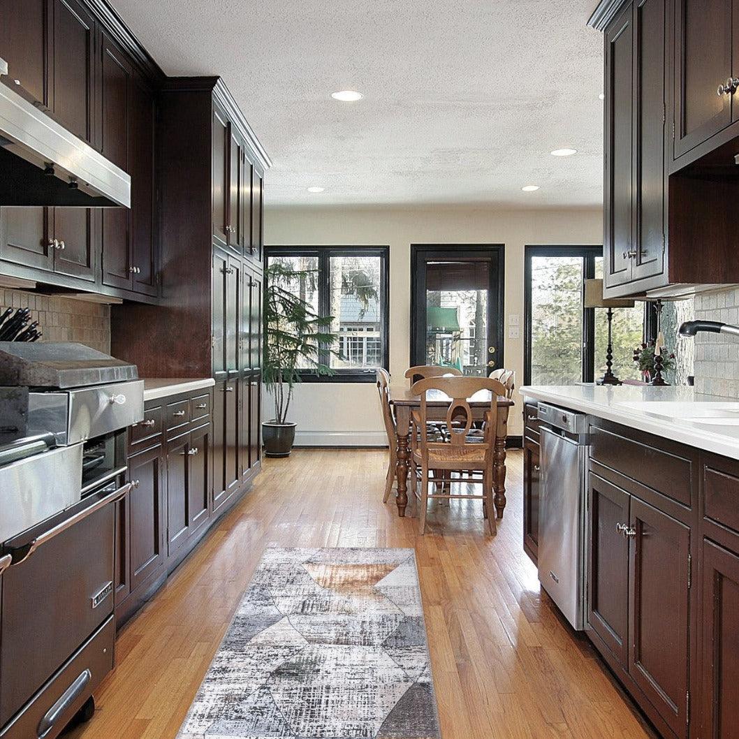 Machine Washable Geometric Pattern Distressed Blue & Gray Area Rug - SAP-P1044-MUL-2X6-4.2.1 - Arconiz