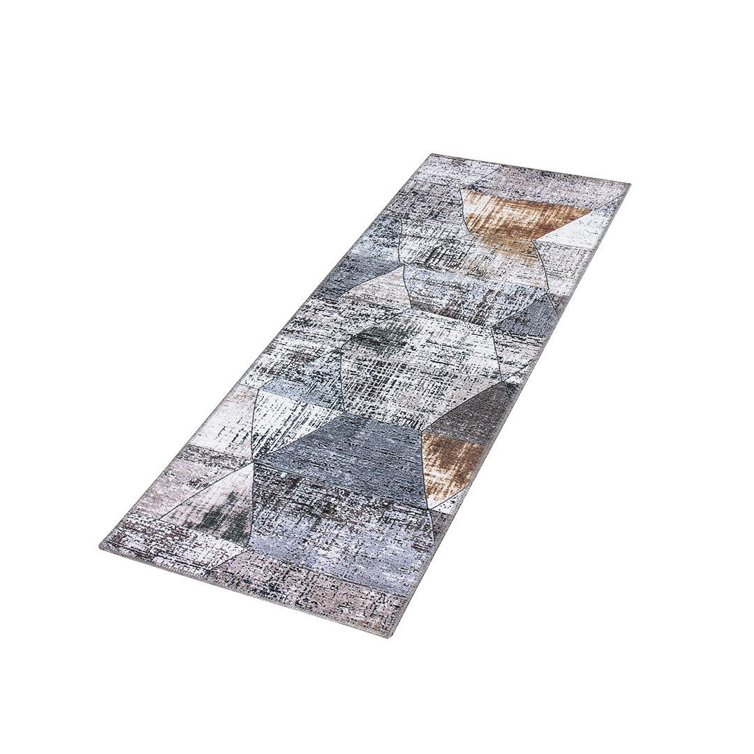 Machine Washable Geometric Pattern Distressed Blue & Gray Area Rug - SAP-P1044-MUL-2X6-4.2.1 - Arconiz