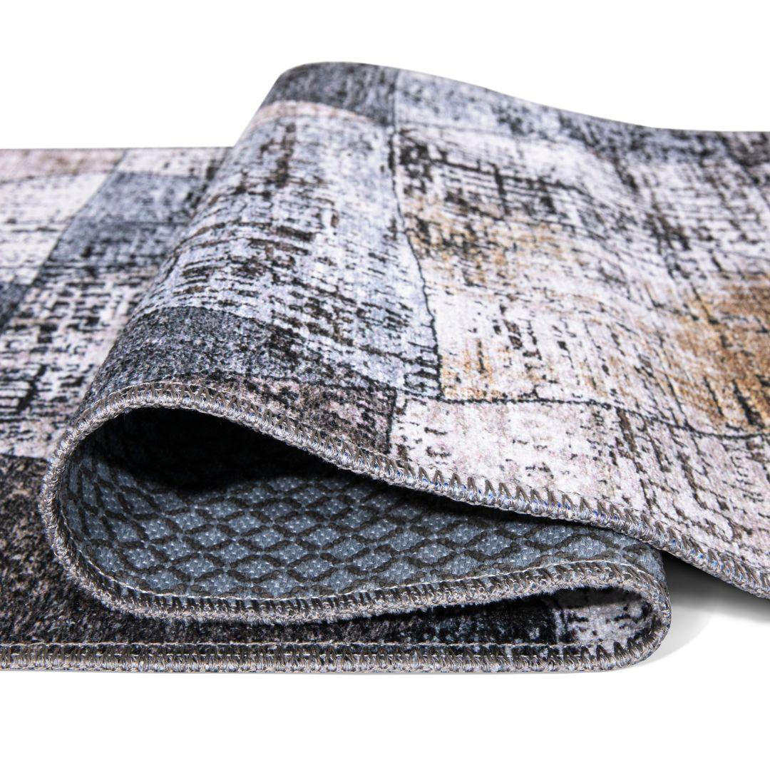 Machine Washable Geometric Pattern Distressed Blue & Gray Area Rug - SAP-P1044-MUL-2X6-4.2.1 - Arconiz