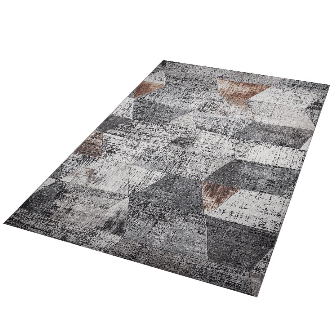 Machine Washable Geometric Pattern Distressed Blue & Gray Area Rug - SAP-P1044-MUL-2X6-4.2.1 - Arconiz