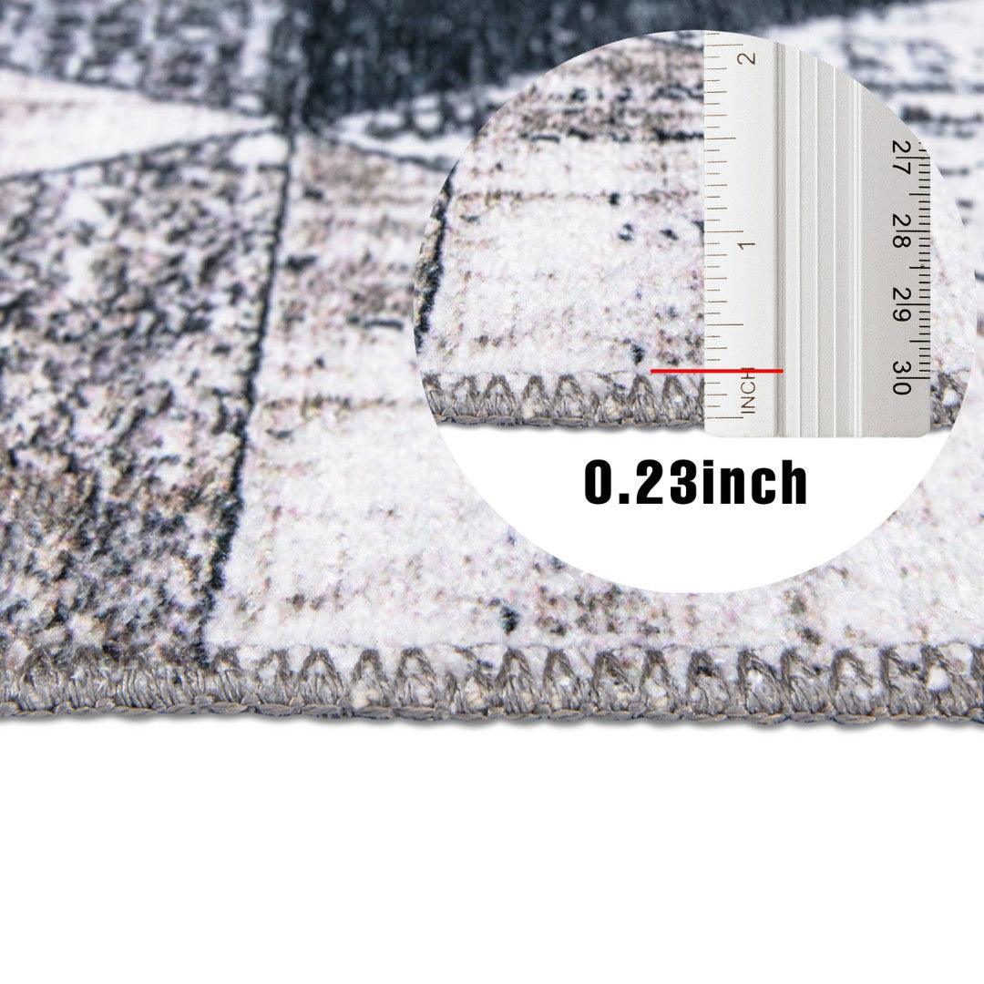 Machine Washable Geometric Pattern Distressed Blue & Gray Area Rug - SAP-P1044-MUL-2X6-4.2.1 - Arconiz