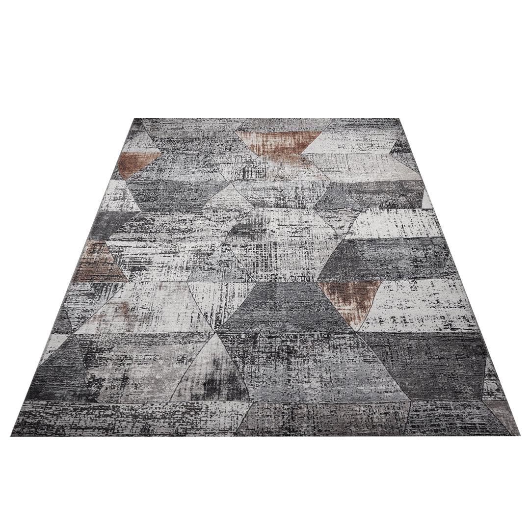 Machine Washable Geometric Pattern Distressed Blue & Gray Area Rug - SAP-P1044-MUL-2X6-4.2.1 - Arconiz