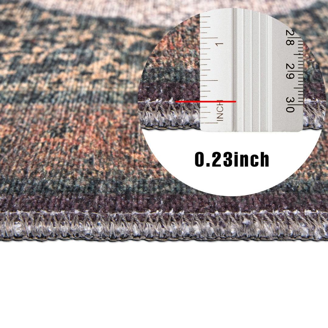 Machine Washable Oriental Rug, Vintage Distressed Medallion, Blue-Gold - SAP-P1071-GOL-2X3-2.3.1 - Arconiz