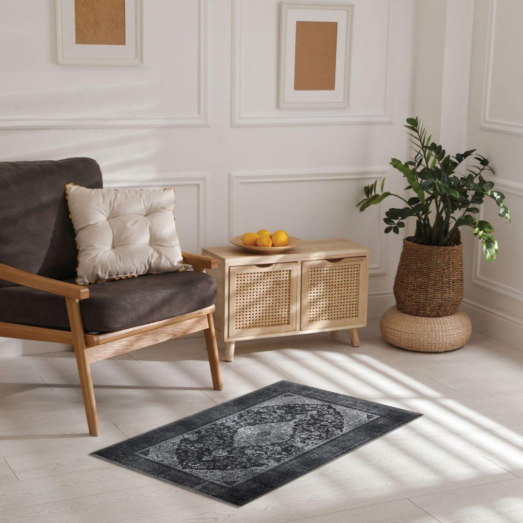 Machine Washable Area Rug, Blue and Gray Distressed - SAP-P1071-GRE-2X3-2.3.1 - Arconiz