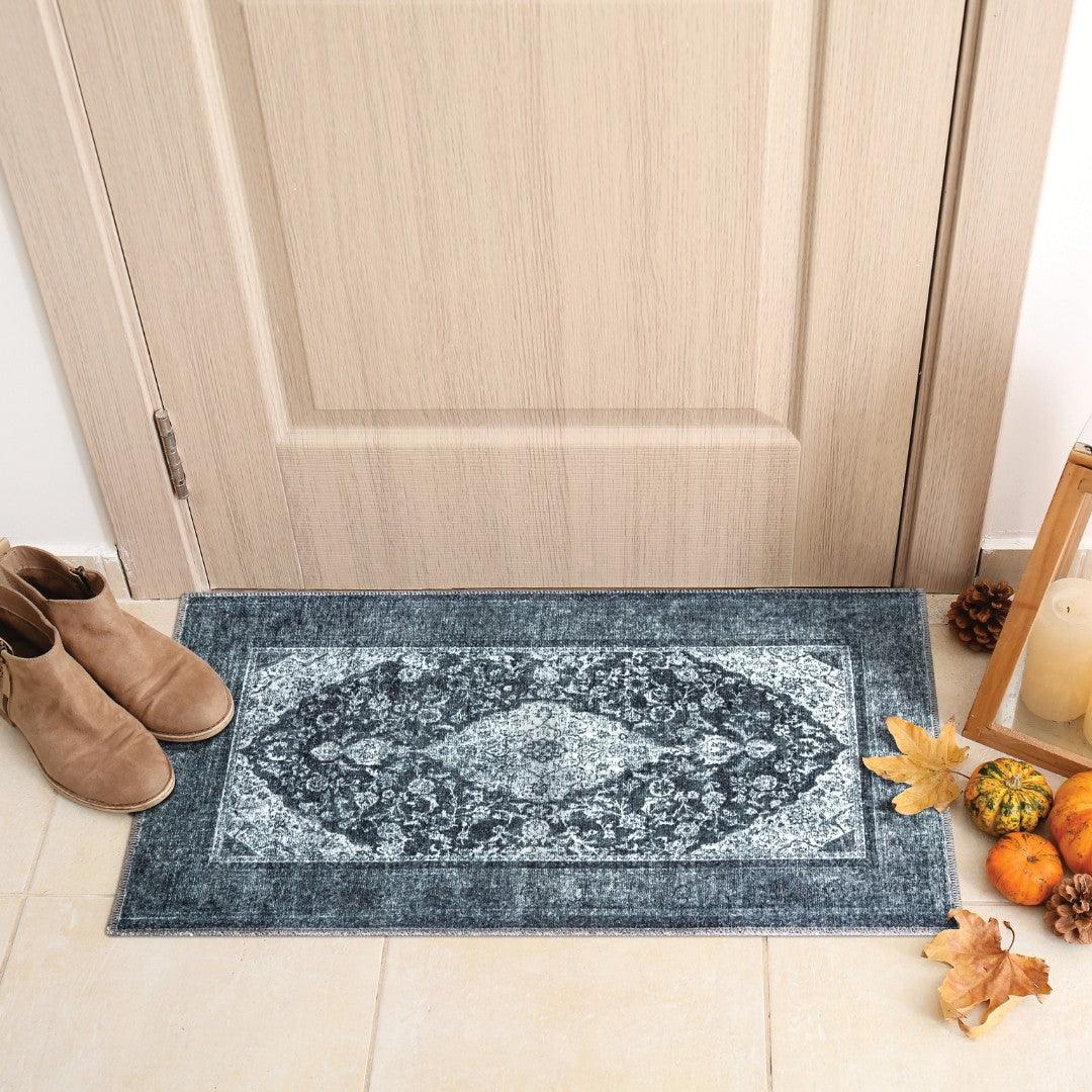 Machine Washable Area Rug, Blue and Gray Distressed - SAP-P1071-GRE-2X3-2.3.1 - Arconiz