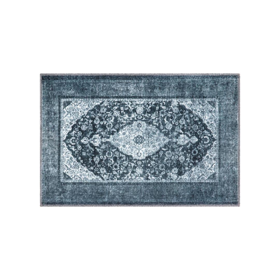 Machine Washable Area Rug, Blue and Gray Distressed - SAP-P1071-GRE-3X5-2.3.1 - Arconiz