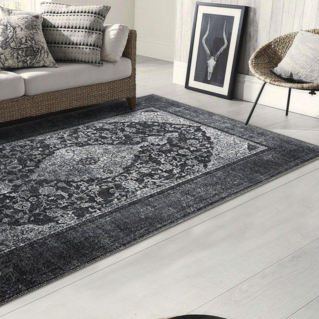 Machine Washable Area Rug, Blue and Gray Distressed - SAP-P1071-GRE-2X3-2.3.1 - Arconiz