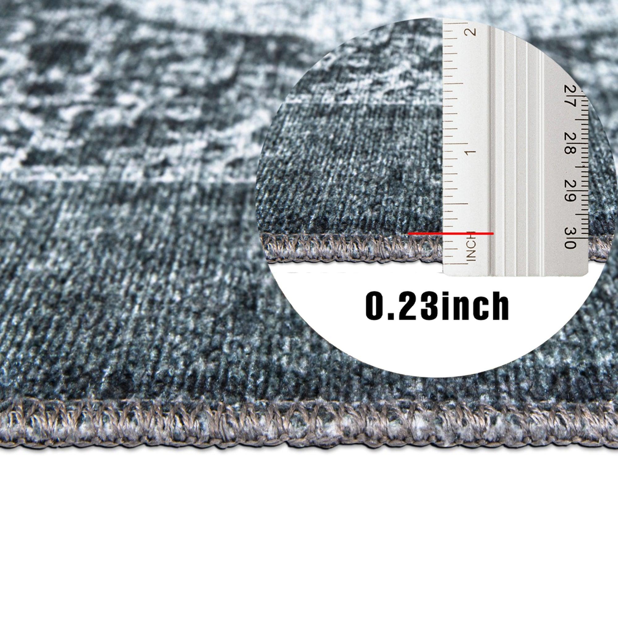 Machine Washable Area Rug, Blue and Gray Distressed - SAP-P1071-GRE-2X3-2.3.1 - Arconiz