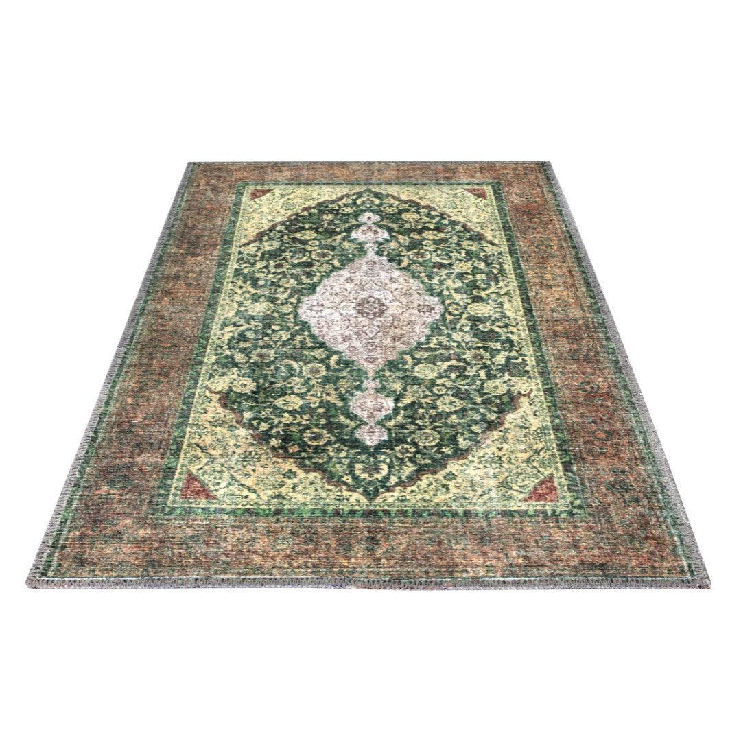 Machine Washable Green Area Rug, Eco-Friendly and Kid-Friendly - SAP-P1071-GREN-2X3-2.3.1 - Arconiz