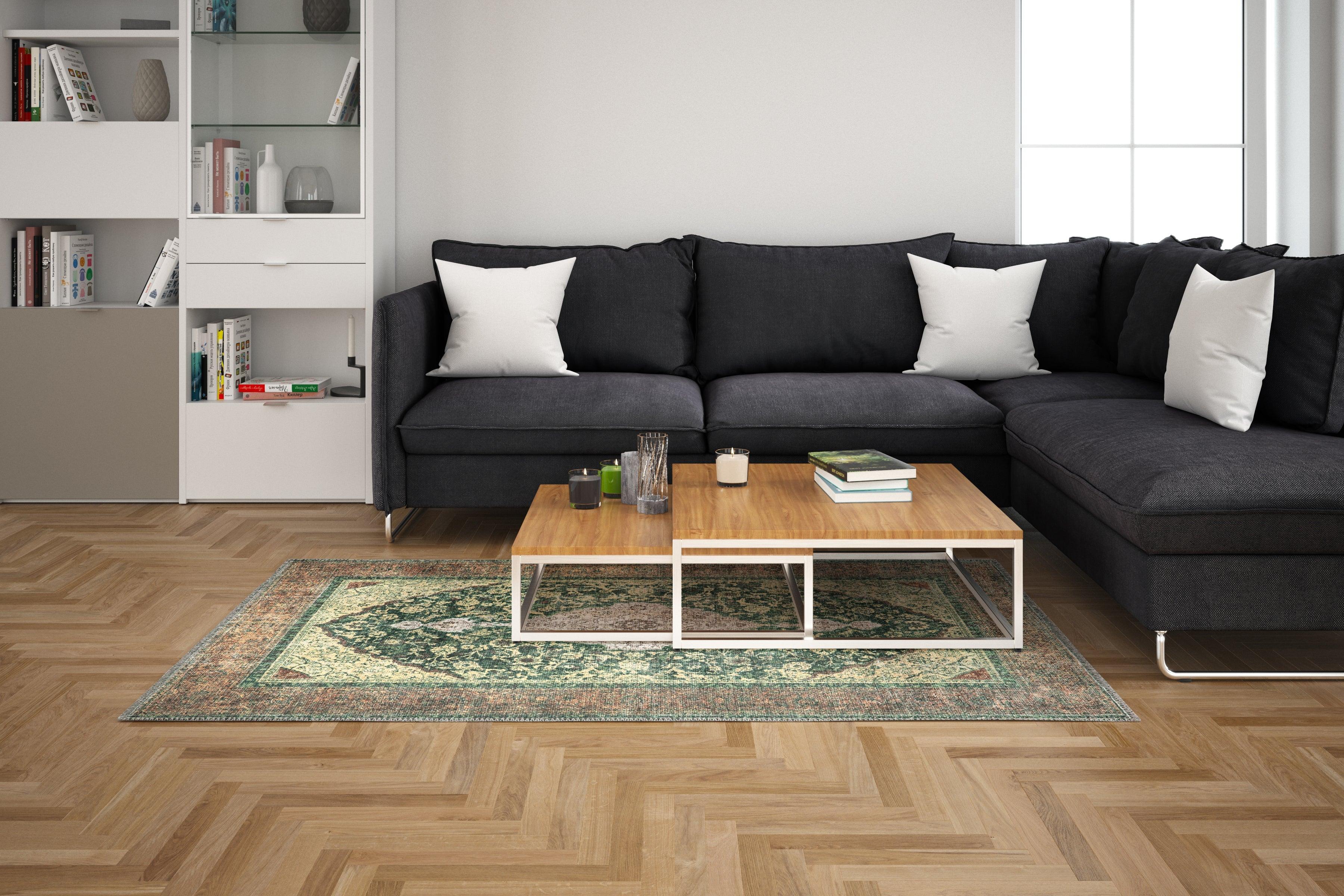 Machine Washable Green Area Rug, Eco-Friendly and Kid-Friendly - SAP-P1071-GREN-2X3-2.3.1 - Arconiz