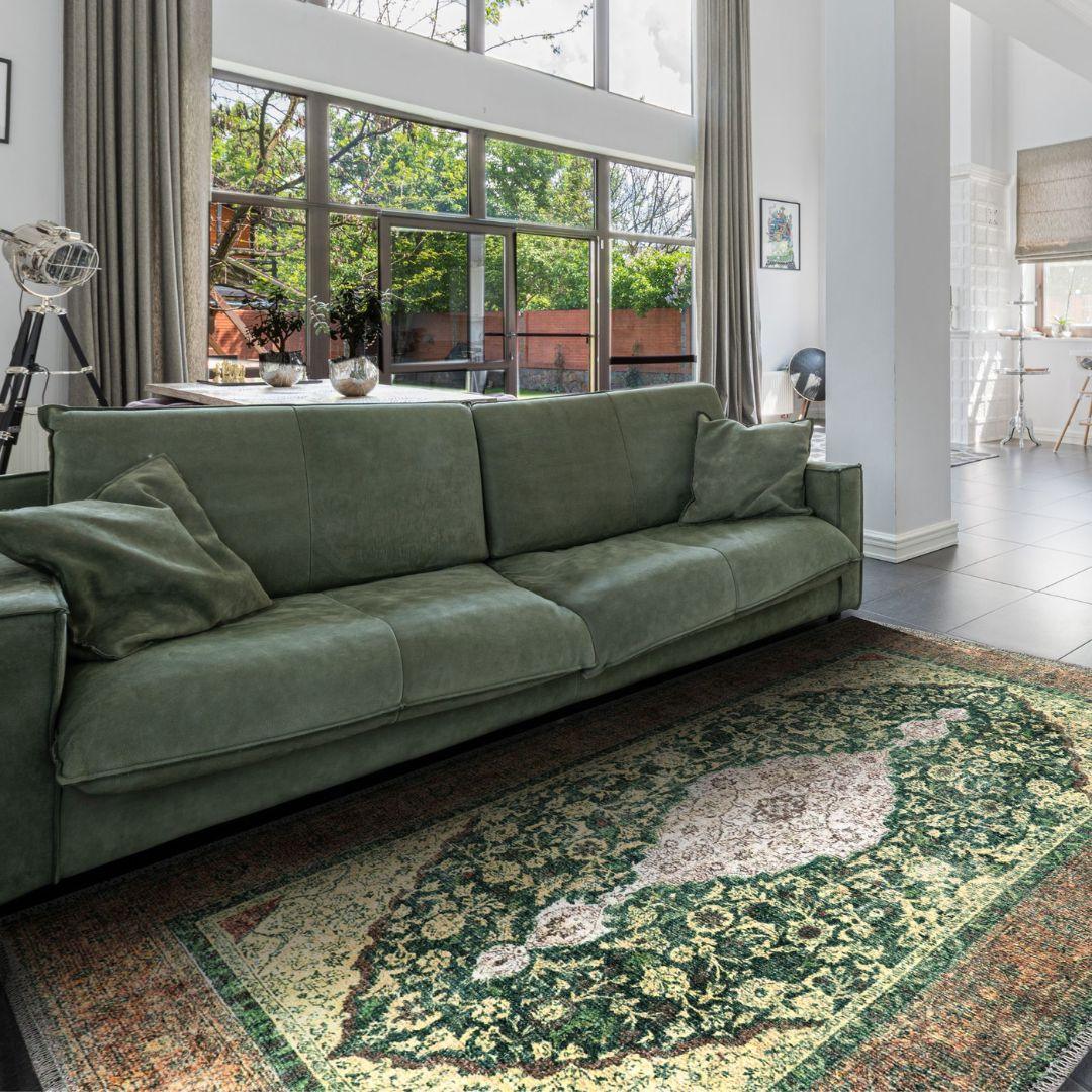 Machine Washable Green Area Rug, Eco-Friendly and Kid-Friendly - SAP-P1071-GREN-2X3-2.3.1 - Arconiz