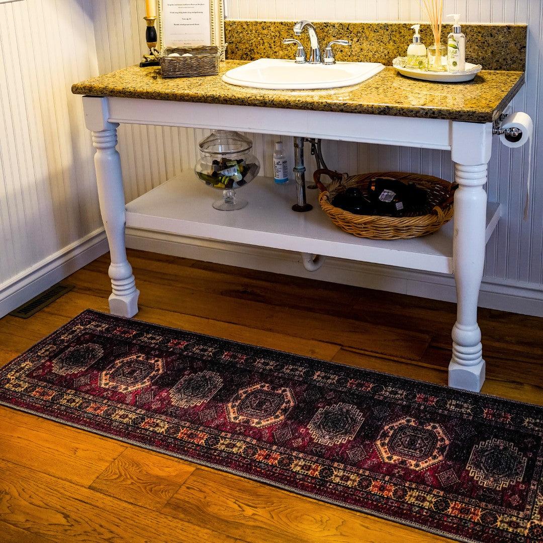 Machine Washable Burgundy Area Rug, Eco-Friendly, Recycled - SAP-P1098-BUR-2X3-4.1.1 - Arconiz