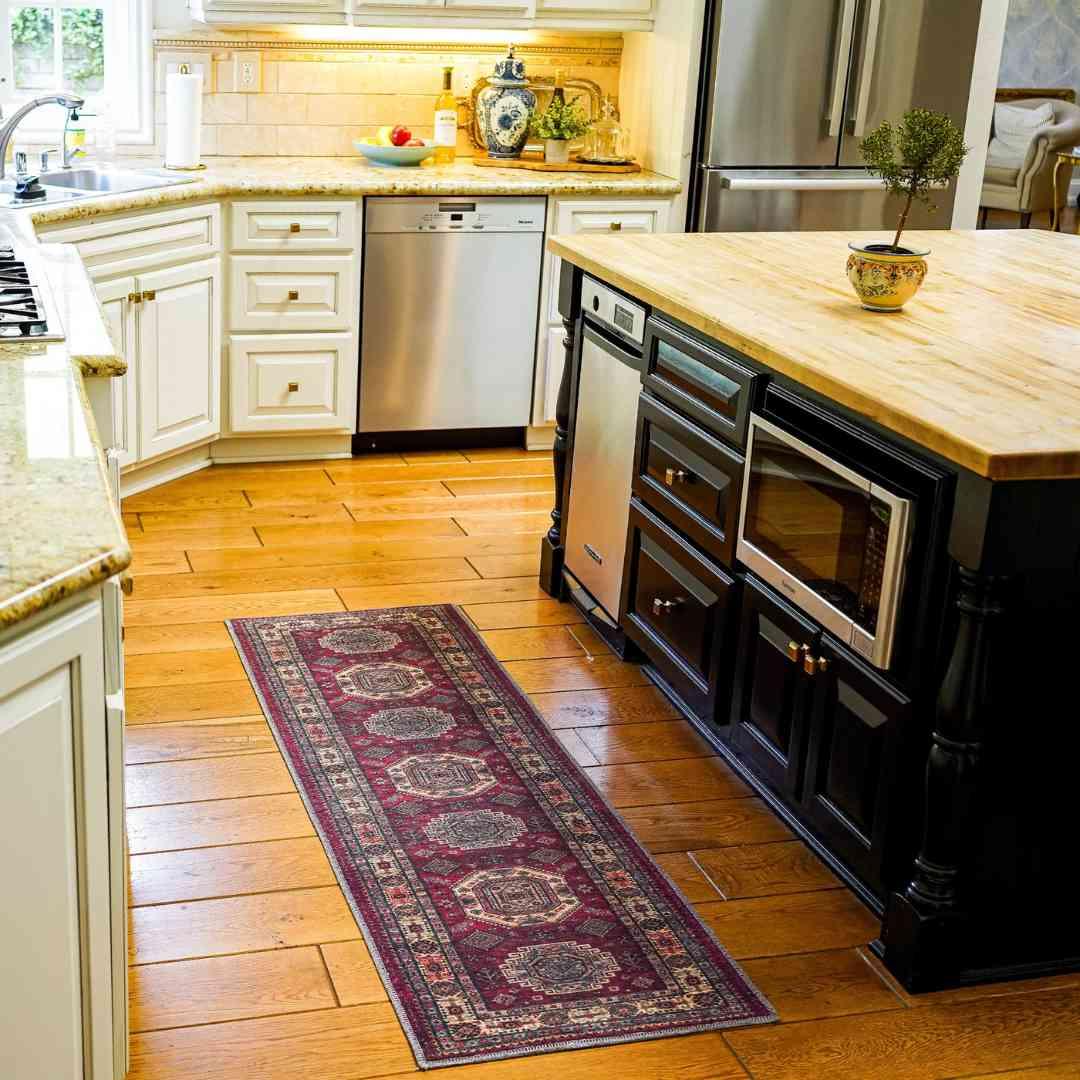 Machine Washable Burgundy Area Rug, Eco-Friendly, Recycled - SAP-P1098-BUR-2X3-4.1.1 - Arconiz