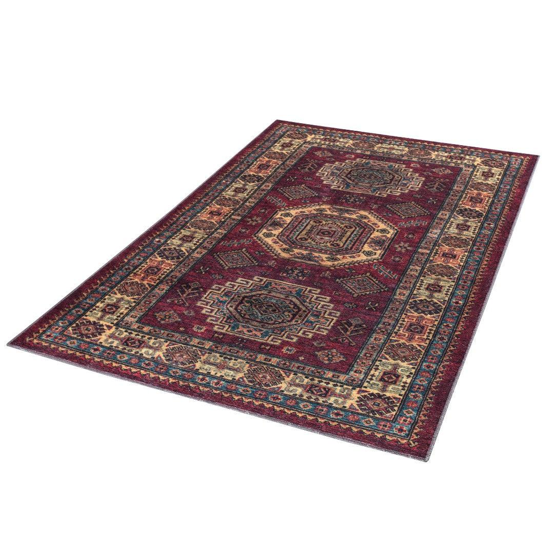 Machine Washable Burgundy Area Rug, Eco-Friendly, Recycled - SAP-P1098-BUR-2X3-4.1.1 - Arconiz
