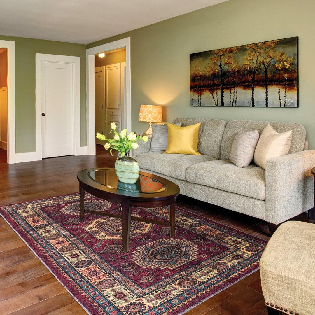 Machine Washable Burgundy Area Rug, Eco-Friendly, Recycled - SAP-P1098-BUR-2X3-4.1.1 - Arconiz