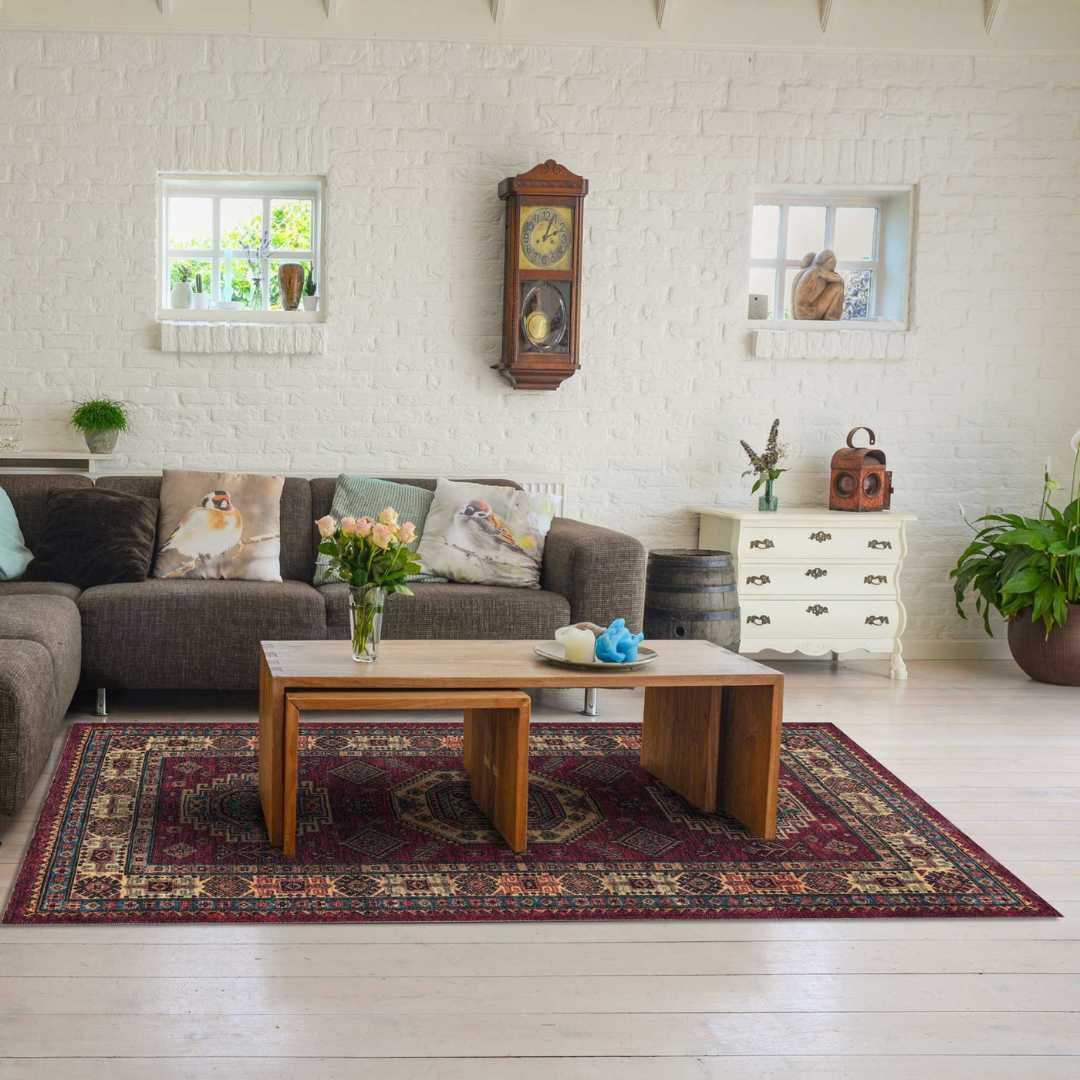 Machine Washable Burgundy Area Rug, Eco-Friendly, Recycled - SAP-P1098-BUR-2X3-4.1.1 - Arconiz