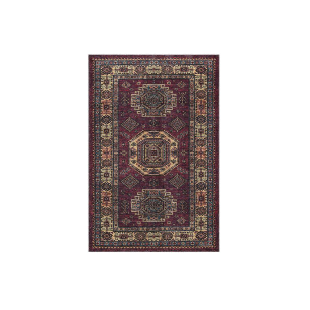 Machine Washable Burgundy Area Rug, Eco-Friendly, Recycled - SAP-0SP1098-BUR-5X7-4.1.1 - Arconiz
