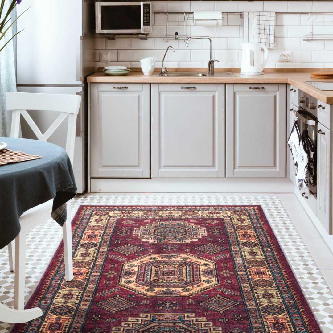 Machine Washable Burgundy Area Rug, Eco-Friendly, Recycled - SAP-P1098-BUR-2X3-4.1.1 - Arconiz
