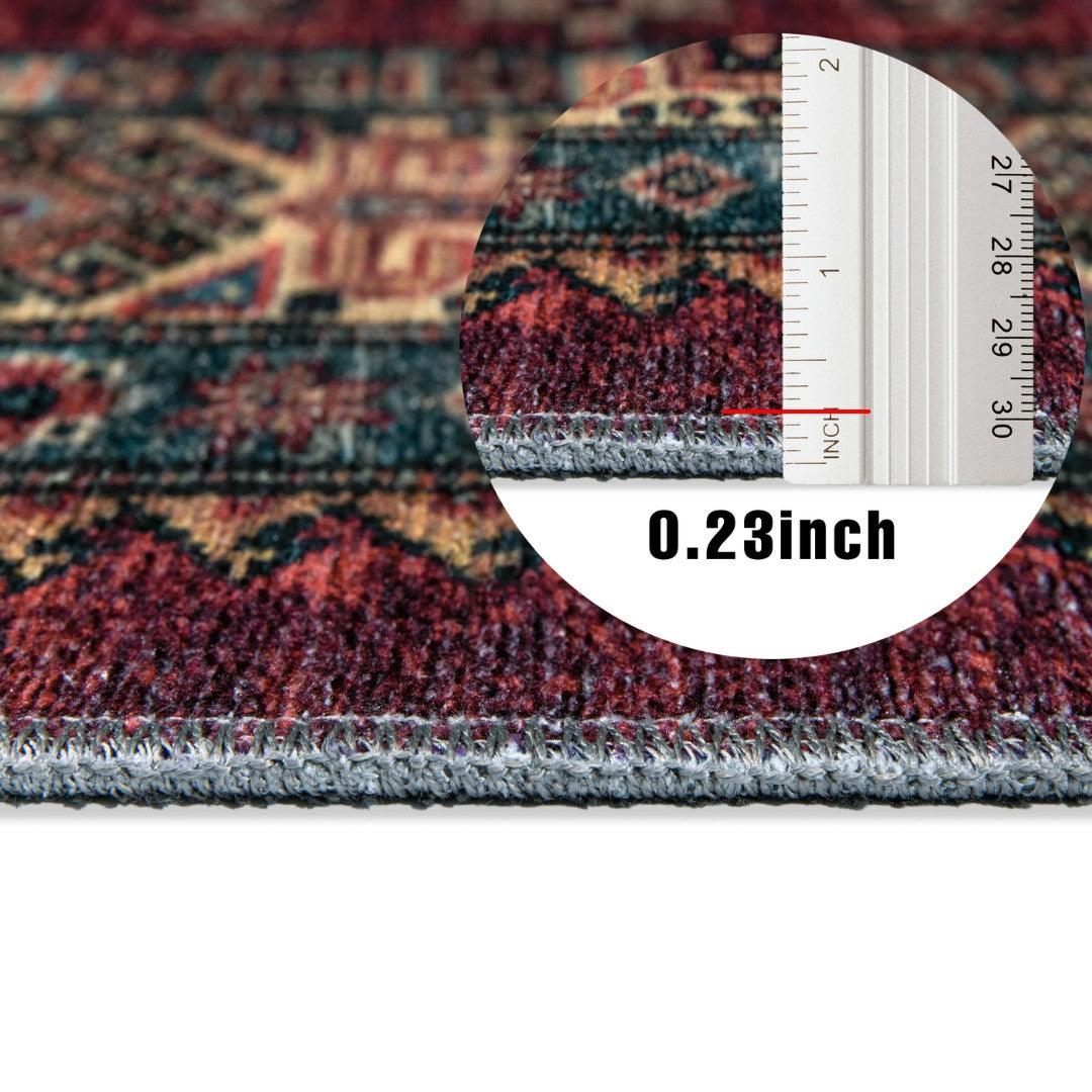 Machine Washable Burgundy Area Rug, Eco-Friendly, Recycled - SAP-P1098-BUR-2X3-4.1.1 - Arconiz