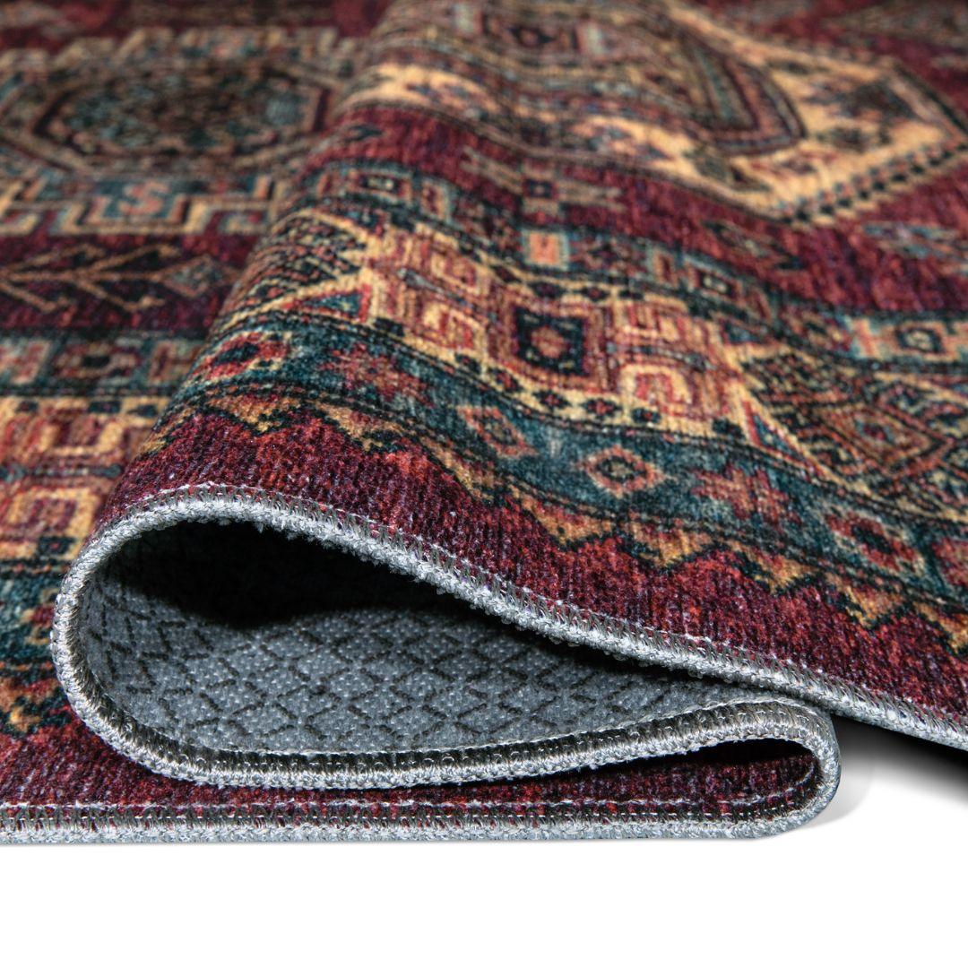 Machine Washable Burgundy Area Rug, Eco-Friendly, Recycled - SAP-P1098-BUR-2X3-4.1.1 - Arconiz