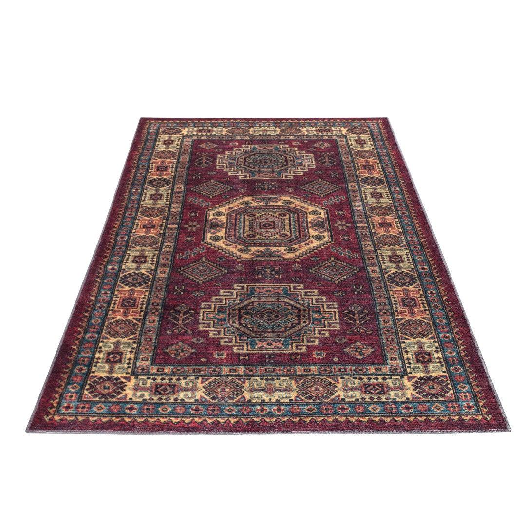 Machine Washable Burgundy Area Rug, Eco-Friendly, Recycled - SAP-P1098-BUR-2X3-4.1.1 - Arconiz