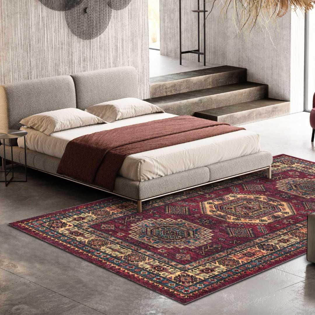 Machine Washable Burgundy Area Rug, Eco-Friendly, Recycled - SAP-P1098-BUR-2X3-4.1.1 - Arconiz