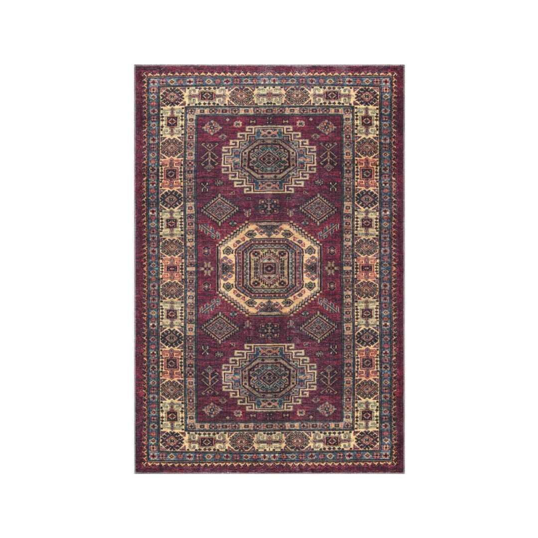 Machine Washable Burgundy Area Rug, Eco-Friendly, Recycled - SAP-P1098-BUR-2X3-4.1.1 - Arconiz
