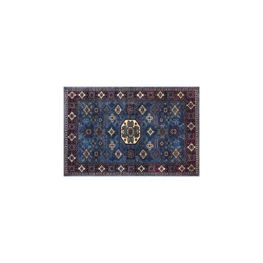 Machine Washable Blue Area Rug, Navy/Light Blue/Cream/Red/Indigo - SAP-P1114-BLU-2X3-3.1.1 - Arconiz