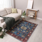 Machine Washable Blue Area Rug, Navy/Light Blue/Cream/Red/Indigo - SAP-P1114-BLU-2X3-3.1.1 - Arconiz