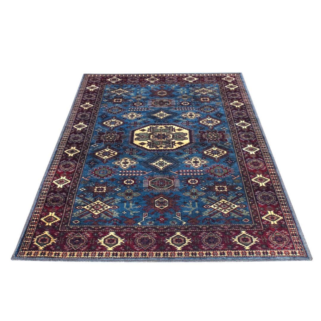 Machine Washable Blue Area Rug, Navy/Light Blue/Cream/Red/Indigo - SAP-P1114-BLU-2X3-3.1.1 - Arconiz