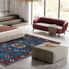 Machine Washable Blue Area Rug, Navy/Light Blue/Cream/Red/Indigo - SAP-P1114-BLU-2X3-3.1.1 - Arconiz