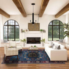 Machine Washable Blue Area Rug, Navy/Light Blue/Cream/Red/Indigo - SAP-P1114-BLU-2X3-3.1.1 - Arconiz