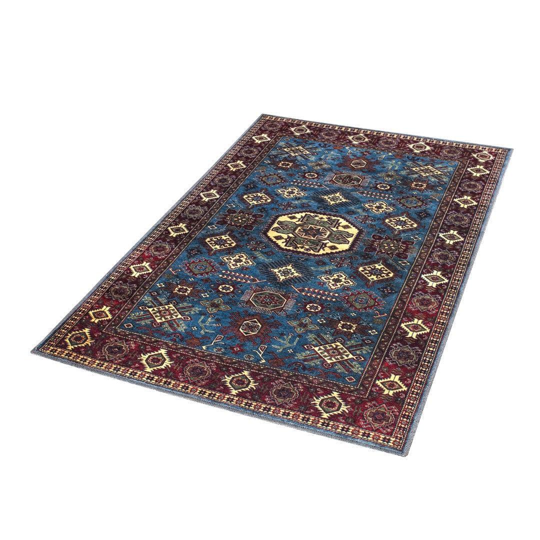Machine Washable Blue Area Rug, Navy/Light Blue/Cream/Red/Indigo - SAP-P1114-BLU-2X3-3.1.1 - Arconiz