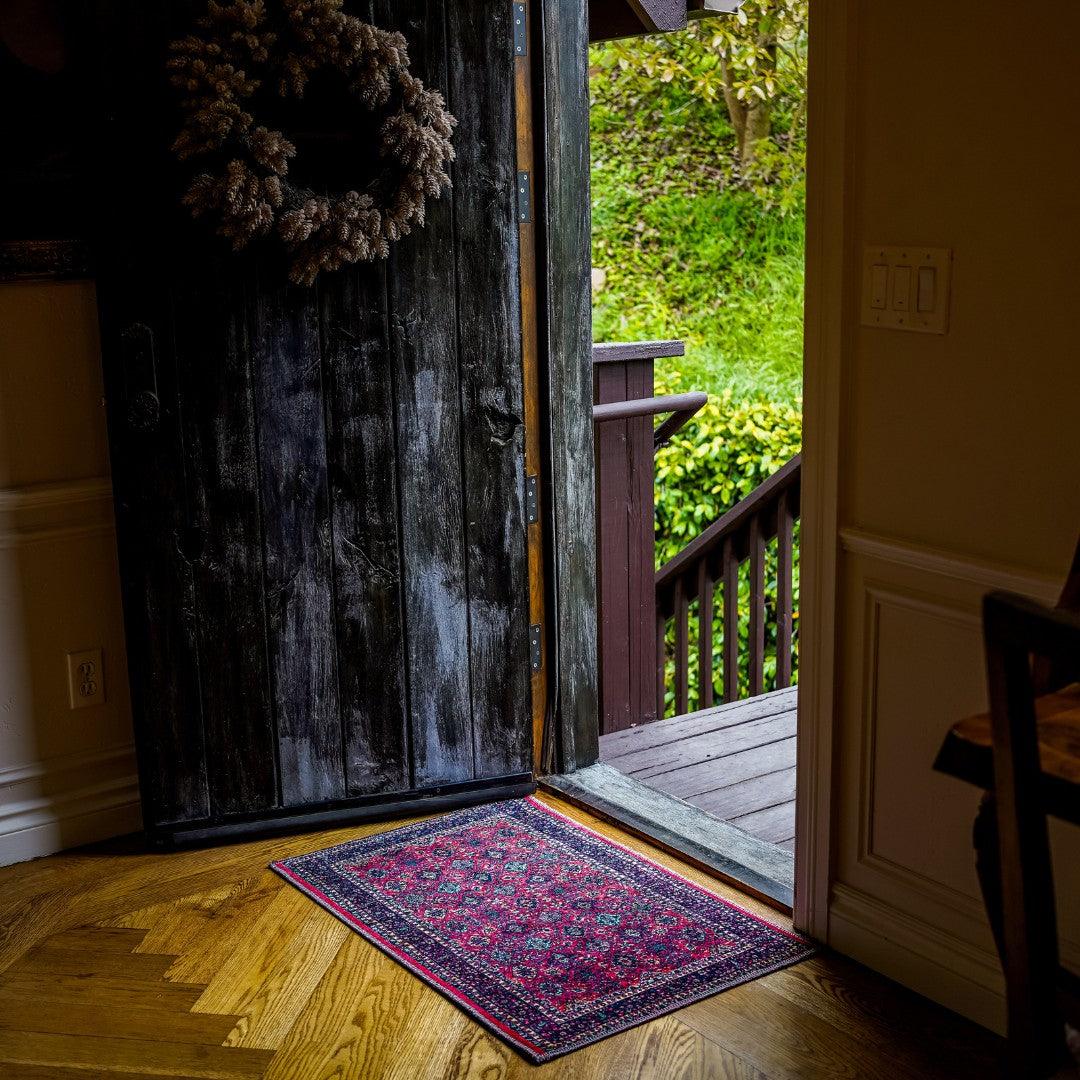 Machine Washable Area Rug, Recycled Material, Red & Blue - SAP-P1124-BUR-2X3-2.6.1 - Arconiz