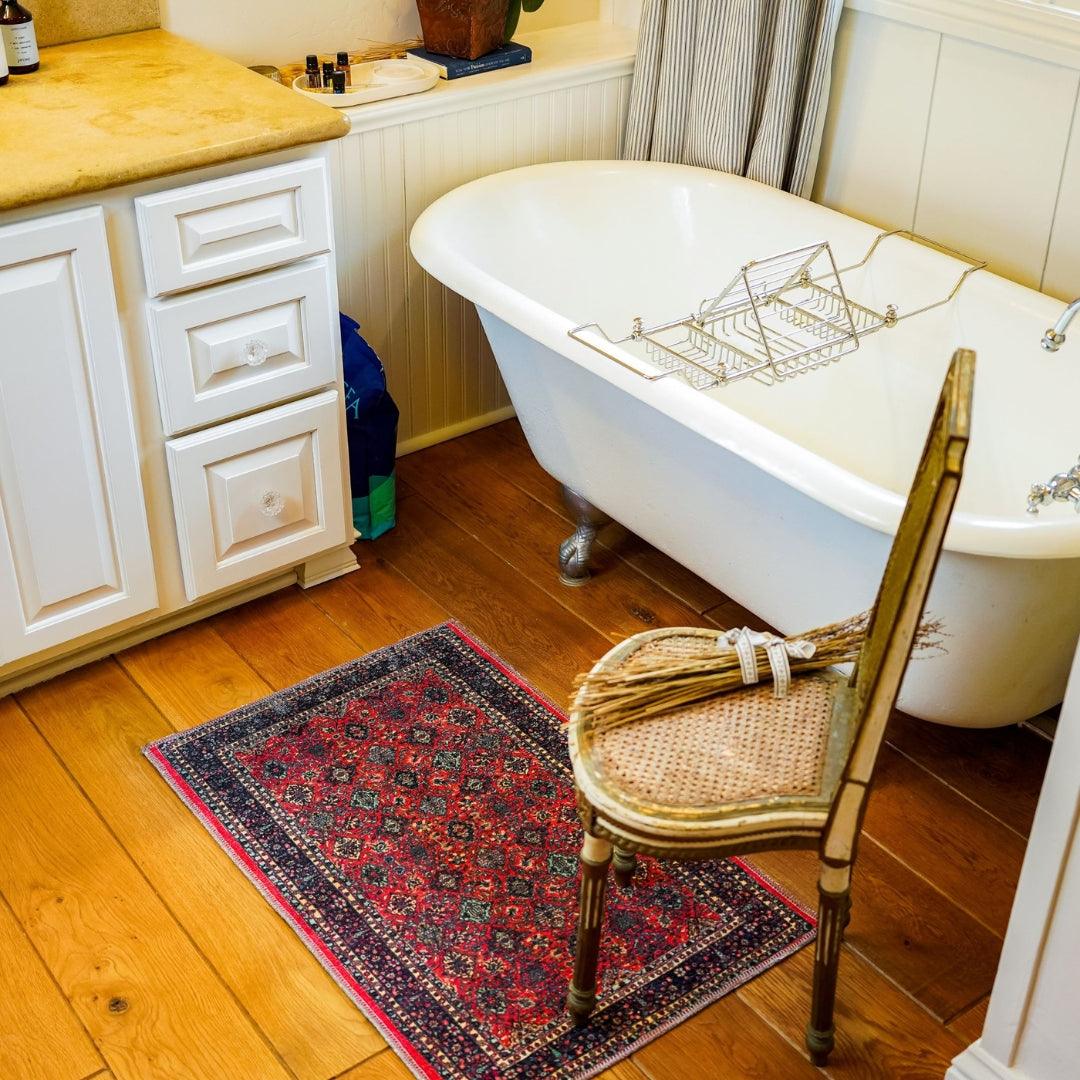 Machine Washable Area Rug, Recycled Material, Red & Blue - SAP-P1124-BUR-2X3-2.6.1 - Arconiz