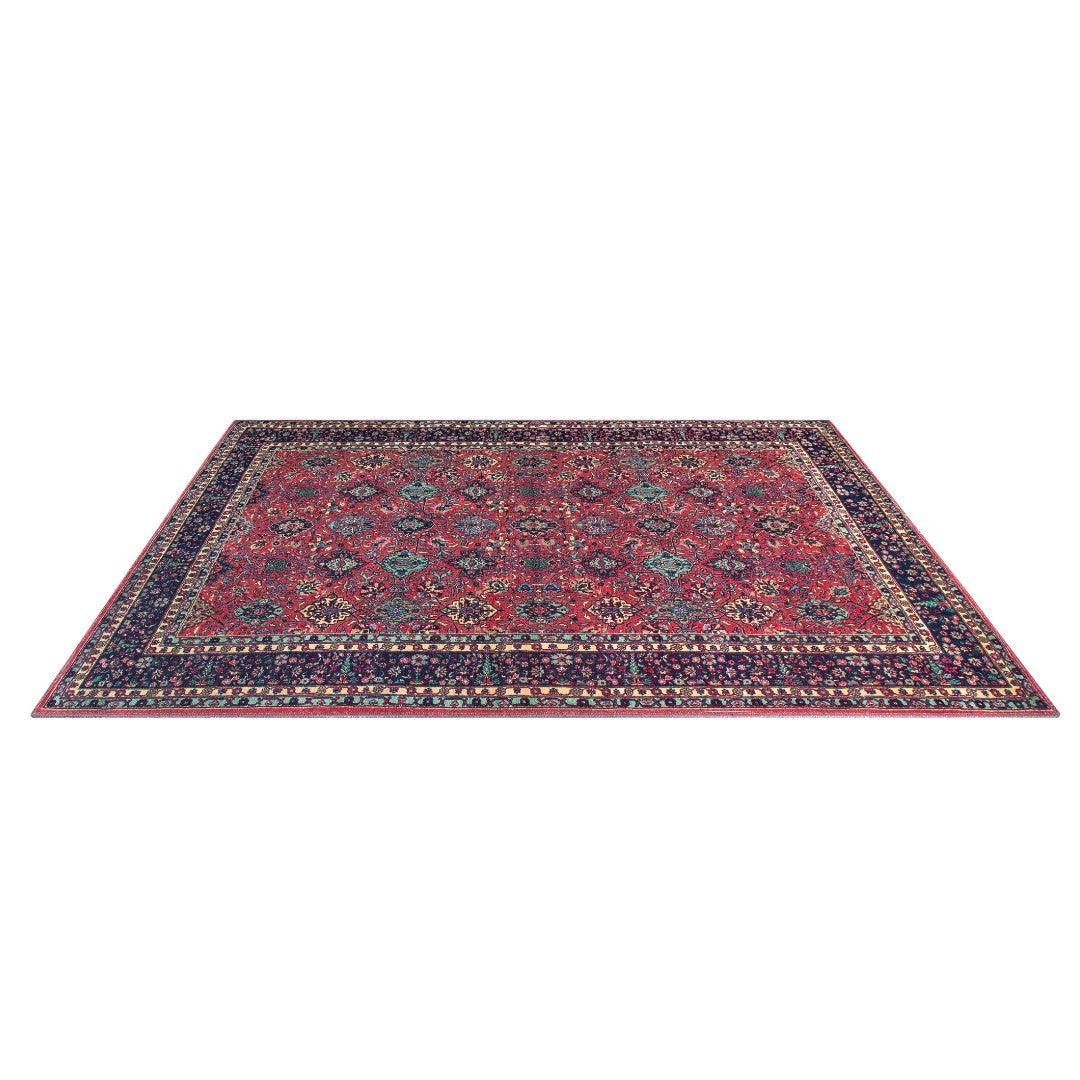 Machine Washable Area Rug, Recycled Material, Red & Blue - SAP-P1124-BUR-2X3-2.6.1 - Arconiz