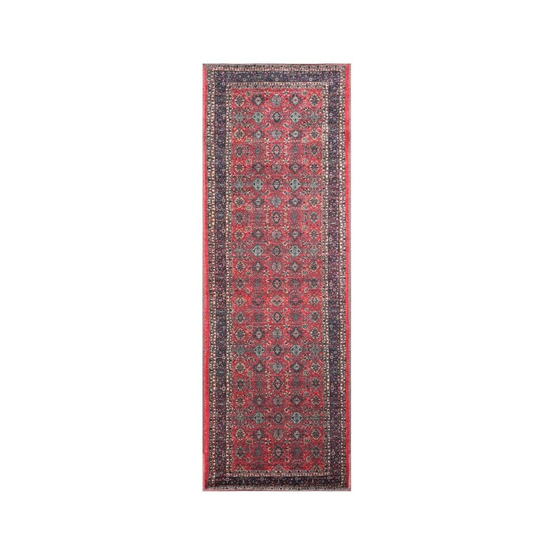 Machine Washable Area Rug, Recycled Material, Red & Blue - SAP-P1124-BUR-2X6-2.6.1 - Arconiz