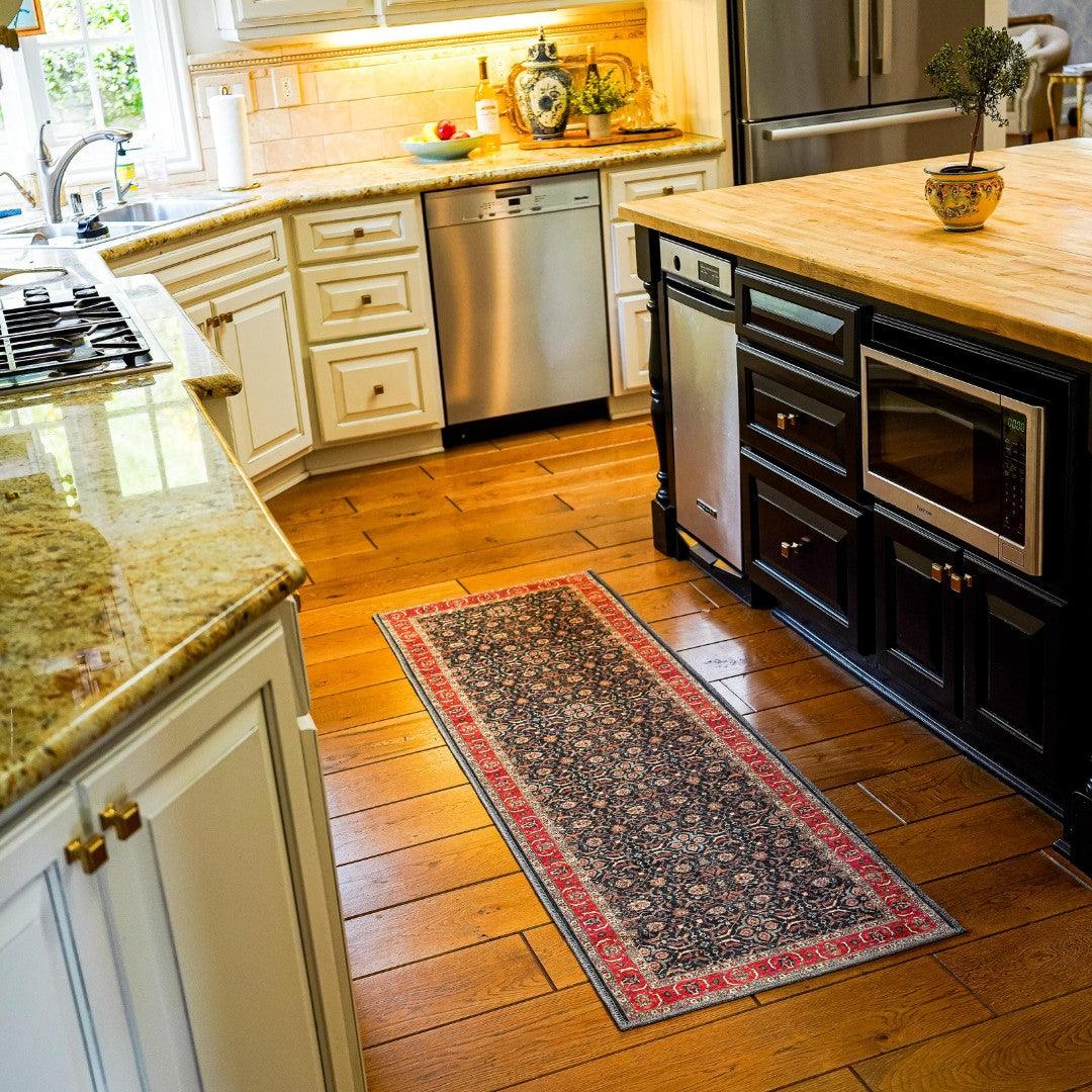 Machine Washable Area Rug, Recycled Material, Red & Blue - SAP-P1124-BUR-2X3-2.6.1 - Arconiz