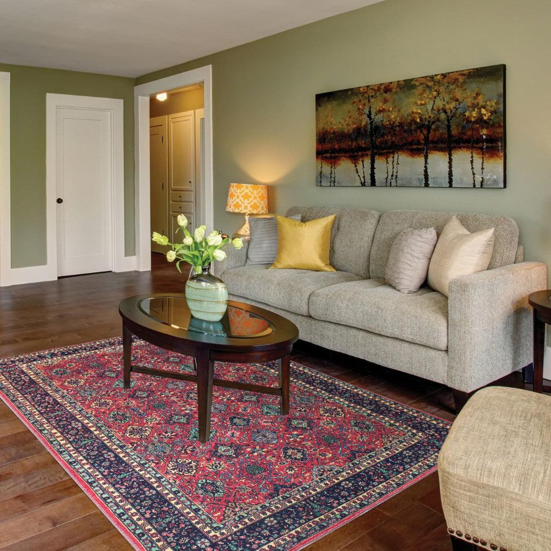 Machine Washable Area Rug, Recycled Material, Red & Blue - SAP-P1124-BUR-2X3-2.6.1 - Arconiz